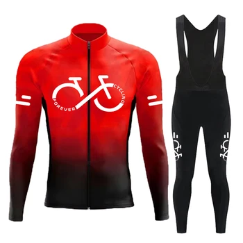 Cycling Jersey Set Summer Long Sleeve Gradient MTB Bike Cycling Clothing Breathable Ropa Ciclismo Men's Road Bicycle Sportswear 1