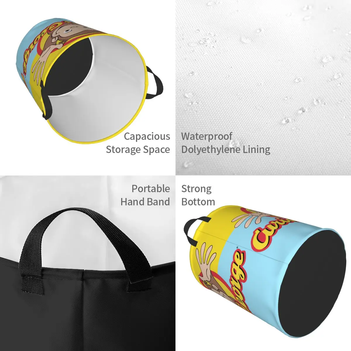 Curious George Monkey Laundry Hamper Large Storage Basket Children&rsquo;s Books Girls Boys Toy Organizer