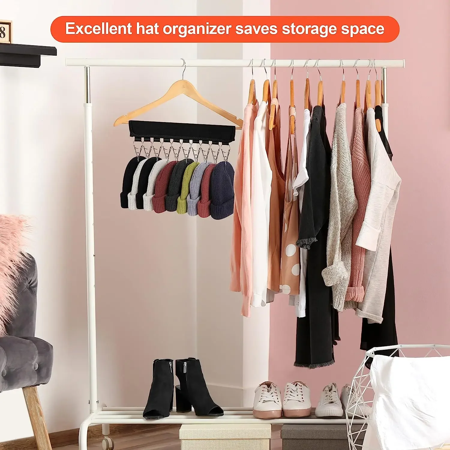 Foldable Hat Hanger Fabric Cap Towel Holders Stainless Steel Clips Multifunctional Clothes Hanger Wardrobe Clothing Organization 4