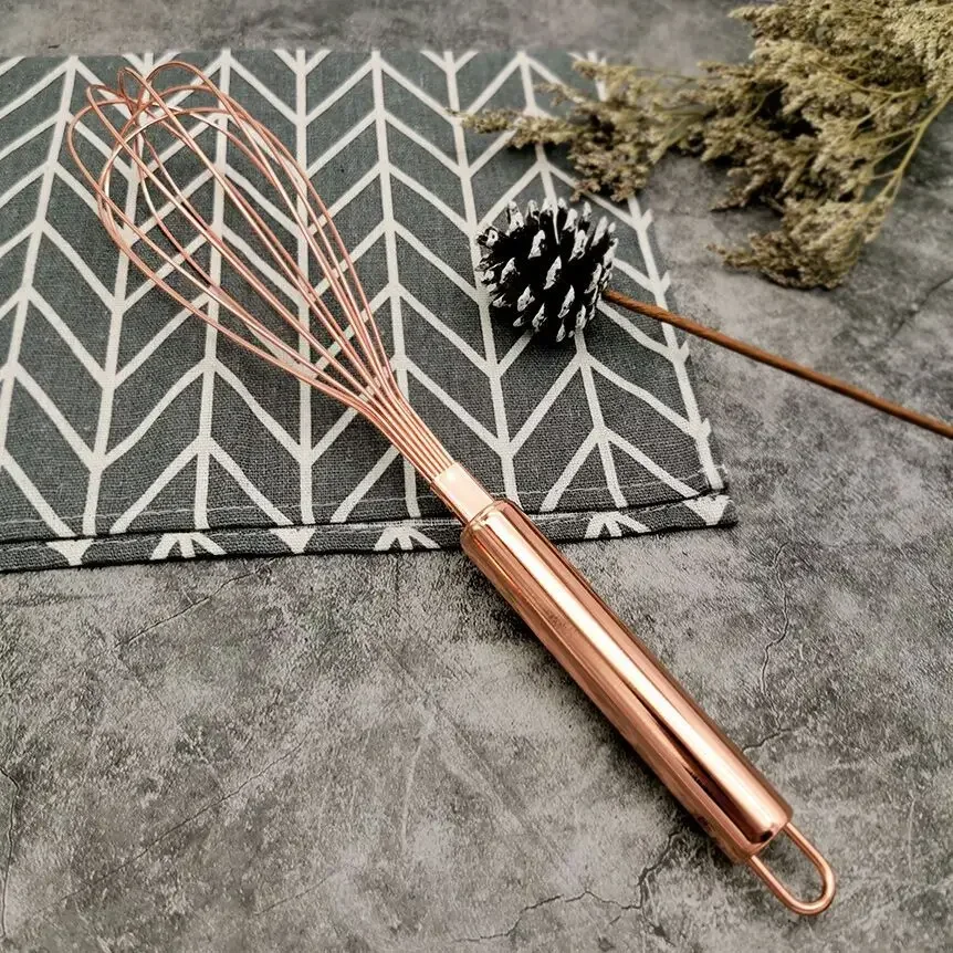 1Pcs Gold Stainless Steel Egg Beater Hand Whisk Egg Mixer Baking Cake Tool for Kitchen