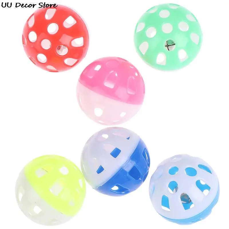1 Pc 3.8cm Parrot Bird Toy Colorful Hollow Rolling Bell Ball Chew Cage Fun Toys Color Random