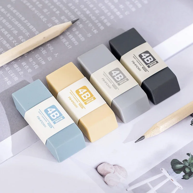 Morandi Color 4B Eraser Portable Rubber for Kids Student Gift Stationery Prizes Office School Exam Correction Art Supplies 4Pcs pencil eraser