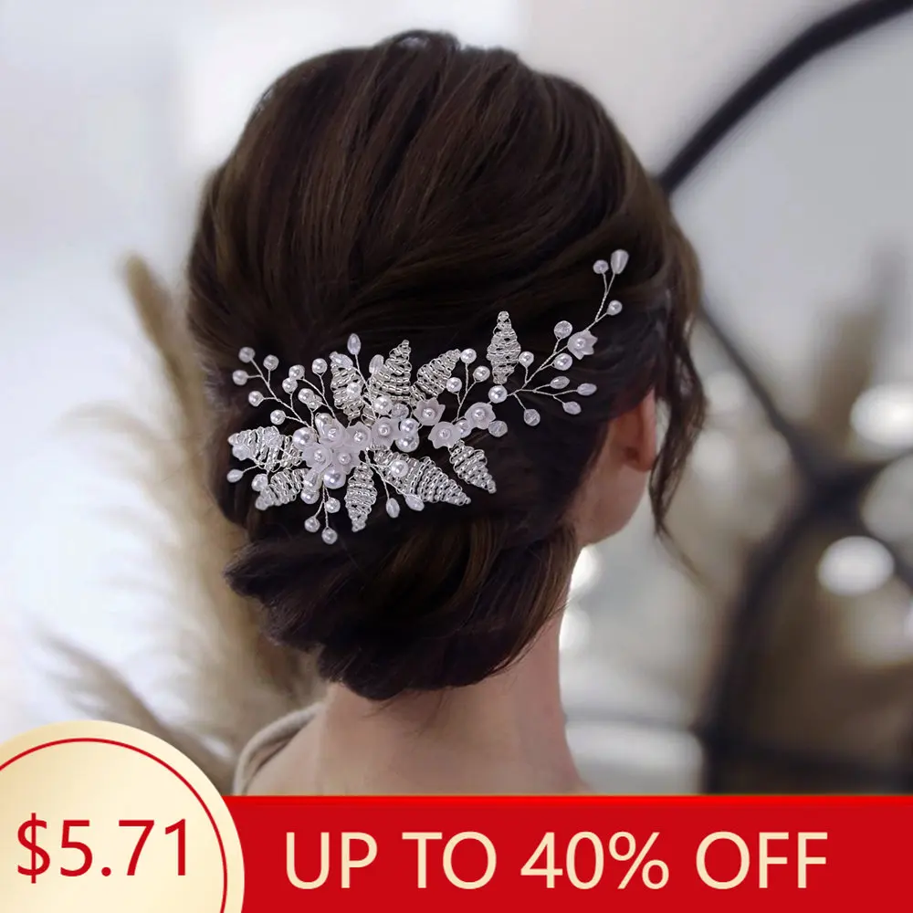 Wedding Hair Comb Bridal Hair Ornaments Crystal Pearl Beaded Hair Clip Hair Accessories Handmade Women