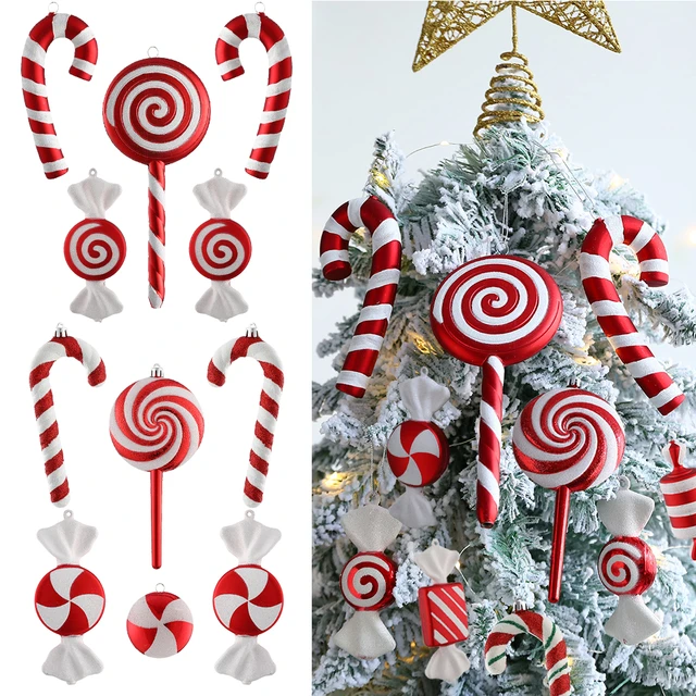 6Pcs Christmas Hanging Candy Balls Red White Candy Pendant Home Party  Christmas Tree Decorations Navidad Winter New Year 2023 - AliExpress