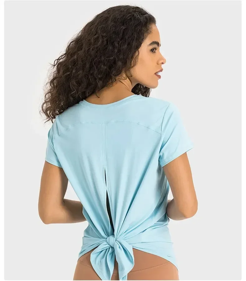 Lemon Women Clothing Gym Shirts Yoga Sport Top Outdoor Jogging Breathable Short Sleeve Sportswear Butterfly Bandage T-Shirts