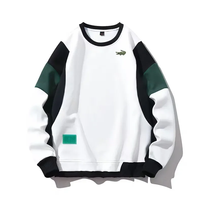 

Spring and Autumn Patchwork Boutique Hoodies for Men, Trendy and Simple Classic Color Contrast Long Sleeved Top