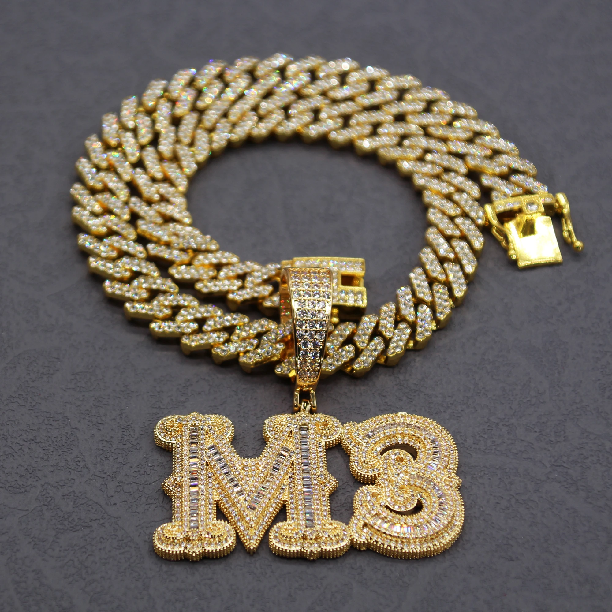 CUSTOM Big Gothic Style Letters Name Pendant with Cuban Link Chain Prom Party Jewelry Personalized Name Chain Hip-Hop Jewelry