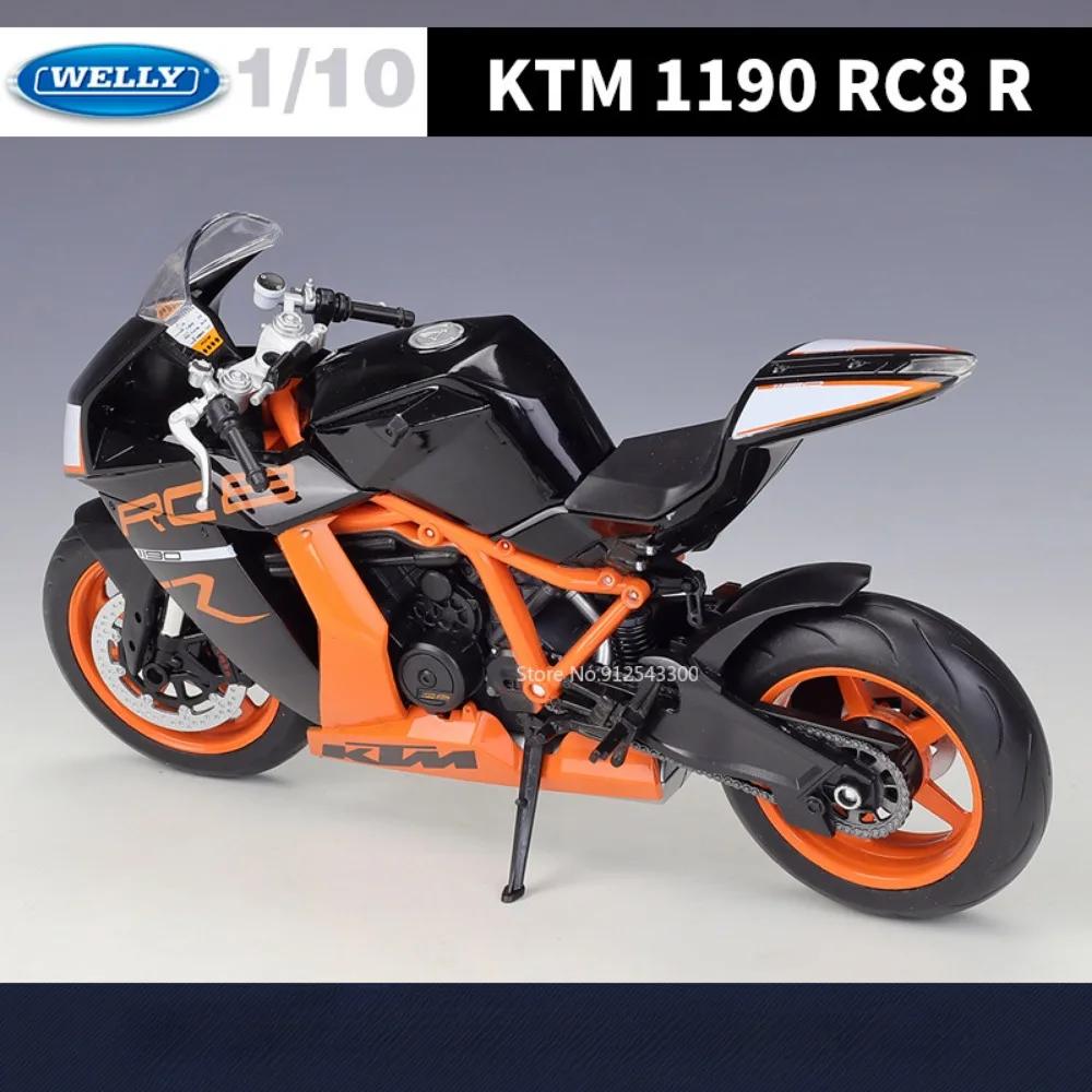 1/10 Scale KTM 1190 RC8 R Toy Motorcycle Model Alloy Diecast Simulation Sacle Model Motorcycle Collection Toy Kid Birthday Gifts 4