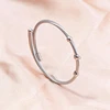 1Pc Stainless Steel Simple Beads Twist Cable Wire Bracelet For Women Kpop Styles Punk Open wrist Men Bangle Jewelry Accessories 1