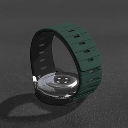 Magnetic Silicone Loop Strap - Versatile Smartwatch Bracelet - 22mm Universal band (18 green black)