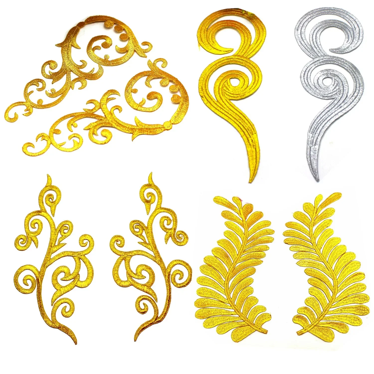 Sewing Patches Clothing Accessories 1 Pair Iron On Patches For Cosplay Diy Clothes Gold Embroidery Appliques Trims Garments Budges