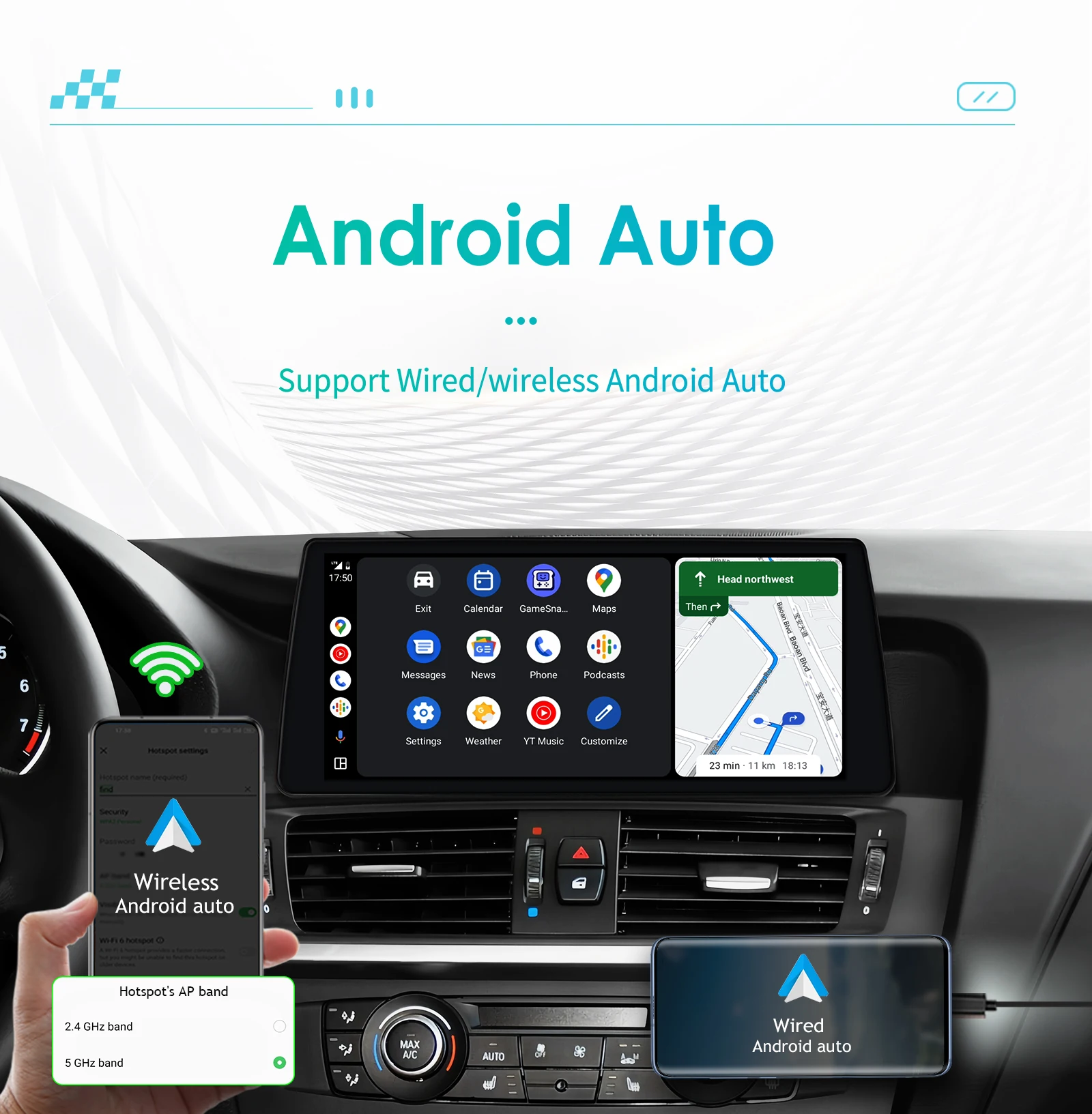 10,25 "Carplay Android 13 Auto Auto radio Für BMW X3 E83 F25 X4 F26 CIC NBT Multimedia Player 4G GPS navi Stereo 2din SWC bildschirm – Detail 14