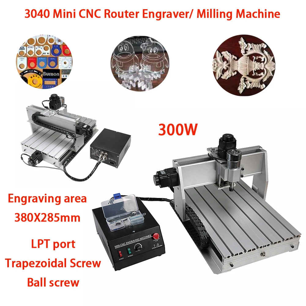 Engraving Milling Machine 3040 T-DJ/Z-DQ 3 Axis 4 Axis Mini CNC Router Woodworking Wood Cutter With 300W Spindle Motor