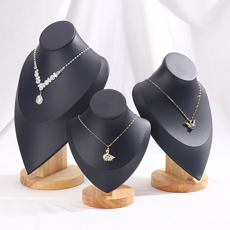 Velvet Necklace Display Stand for Show Bamboo Chain Jewelry Model Bust Holder