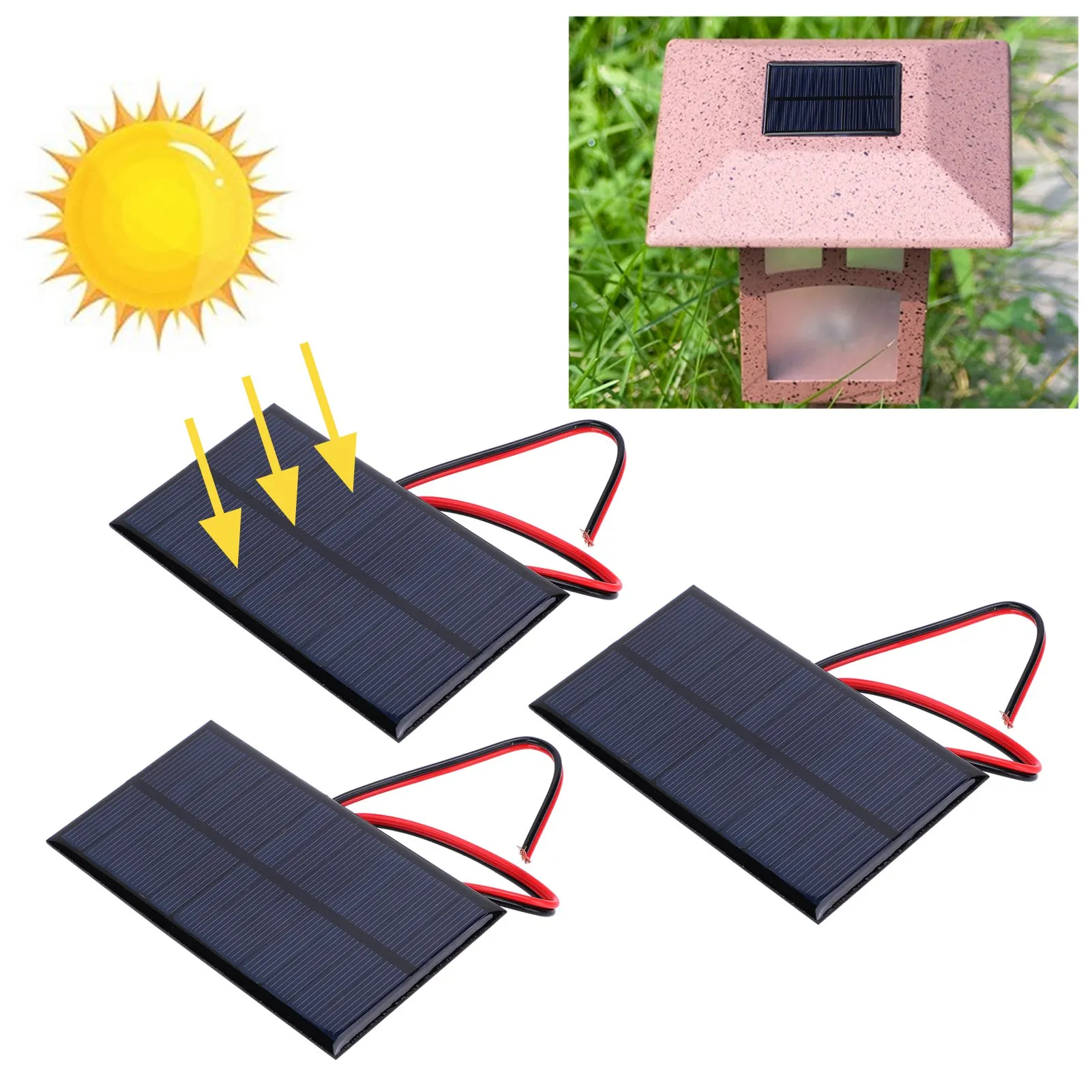 3pcs DC 6V 1W Solar Panel Cell Power Module Polycrystalline Silicon Solar Panel with 30cm Cable portable solar panel,solar panel,mini solar panel