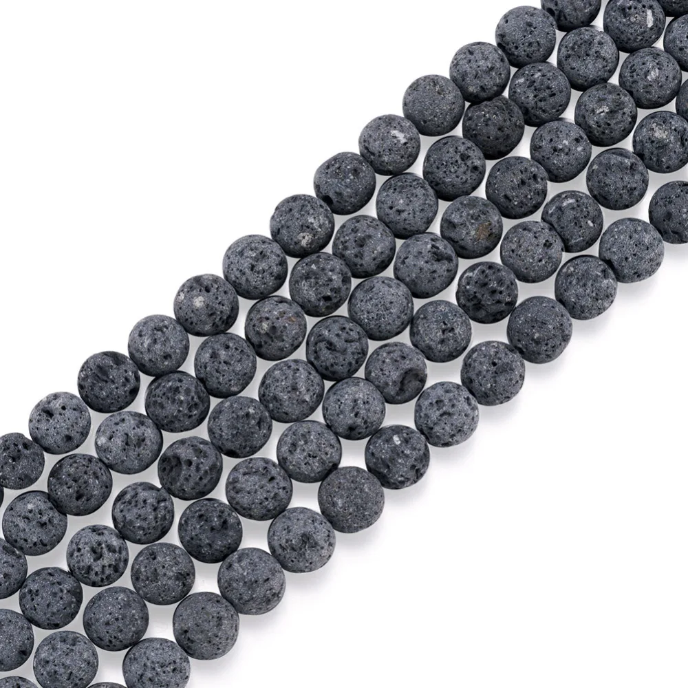 

10 Strand 4/6/8/10/12mm Unwaxed Natural Lava Rock Bead Strands Round Loose Stone Beads for Necklace Bracelet DIY Jewelry Making