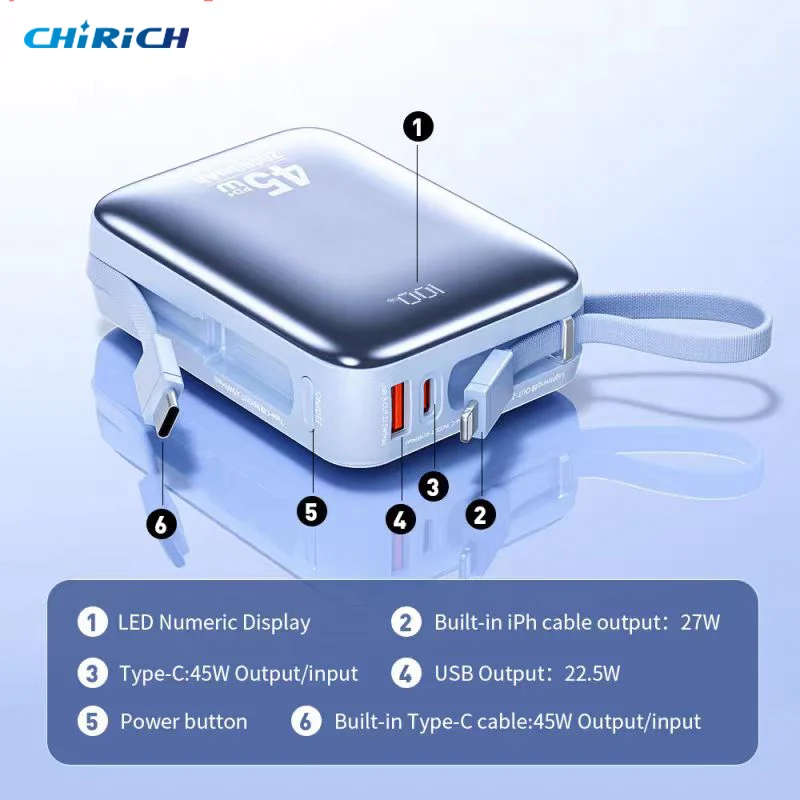45W 20000mAh Banca di potere di grande capacità Ricarica rapida 10000mAh Batteria esterna portatile USB C per laptop iPhone Samsung Xiaomi - immagine 2