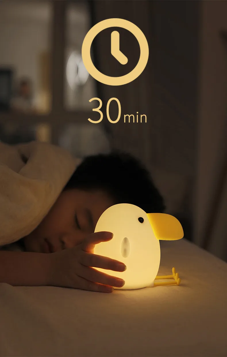 Night Lights Cute Pet Cuckoo Night Light USB Charging Colorful Atmosphere Silicone Pat Light Living Room Bedroom Bedside Lighting Table Lamp portable night light