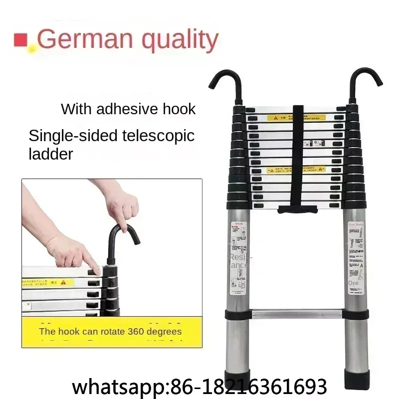 1.5M 1.9M Aluminum Alloy Ladder Portable Telescopic Household Folding Lifting Hook Pedal Single Ladder Indoor And Outdoor