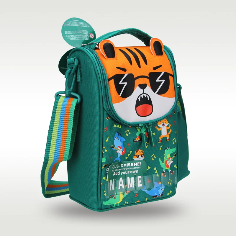 Australia Smiggle Children's Lunch Bag Boy Messenger Bags Waterproof Thermal Insulation 9 Inches Green Tiger