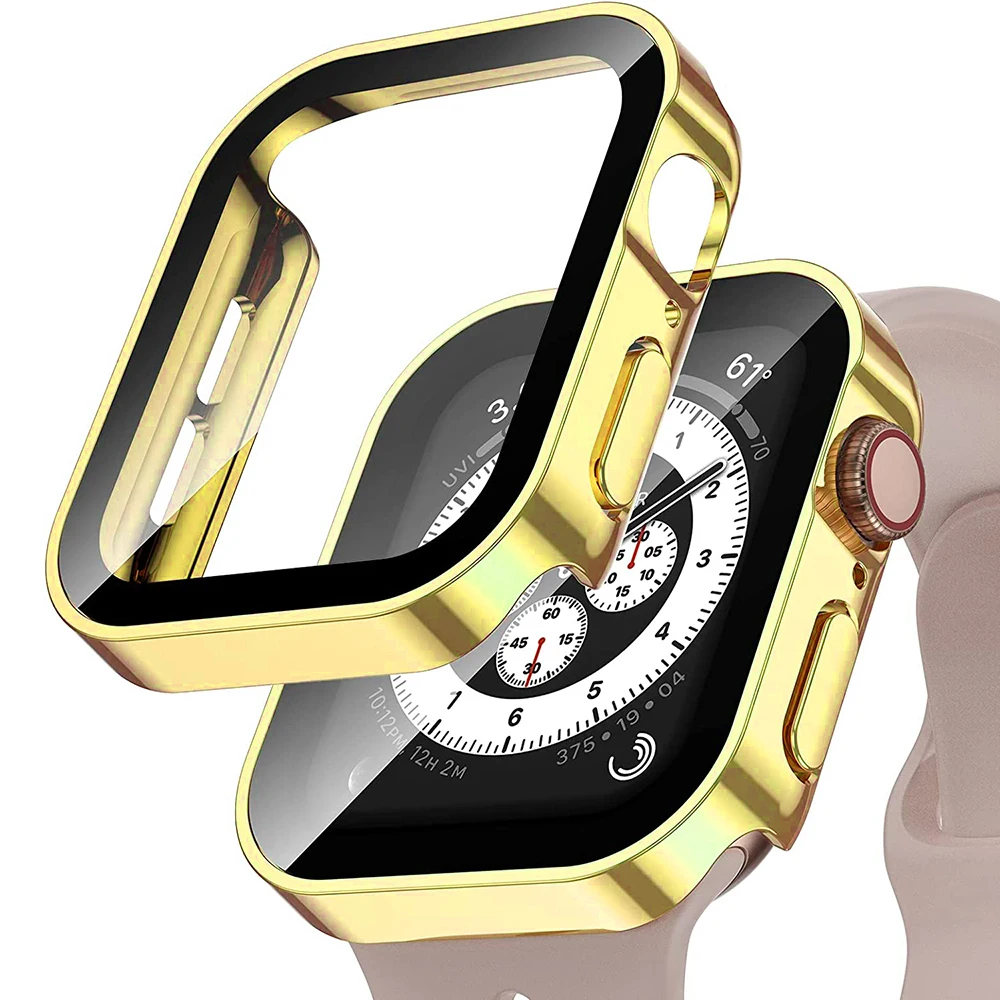 Premium Waterproof Tempered Glass Watch Case Cover with Edge Protector