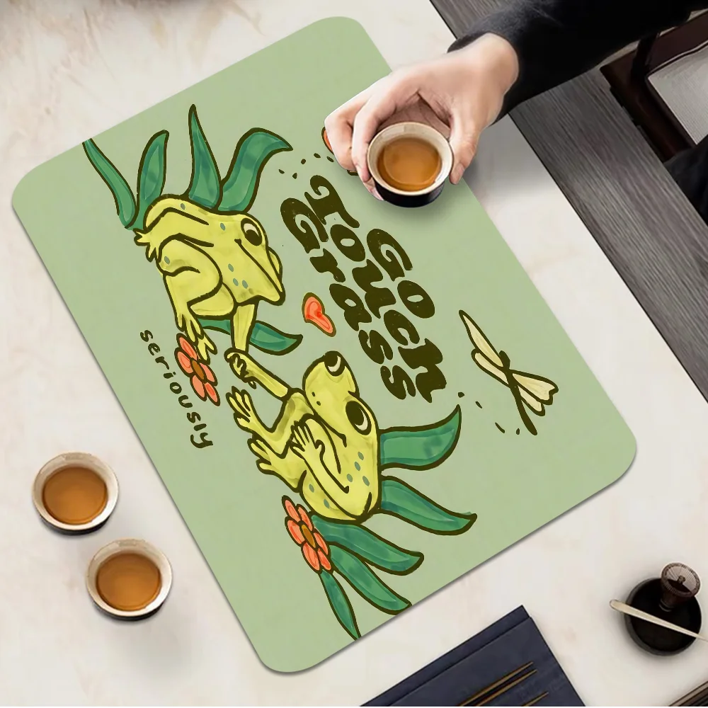 Cartoon Frog Kitchen Dish Mat Absorbent Dining Table Mats Retro Non-slip Placemat Coffee Dish Tableware Mat For Home Decor 6