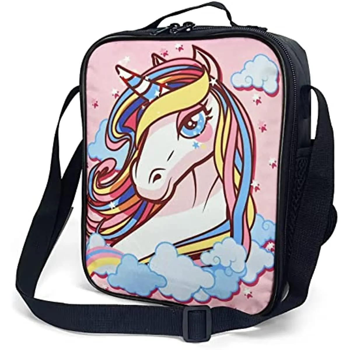 

Insulated Lunch Bag for Girls Pink Cute Unicorn Lunch Bag with Shoulder Strap School Bento Lunch Box for Kids Toddlers Teens