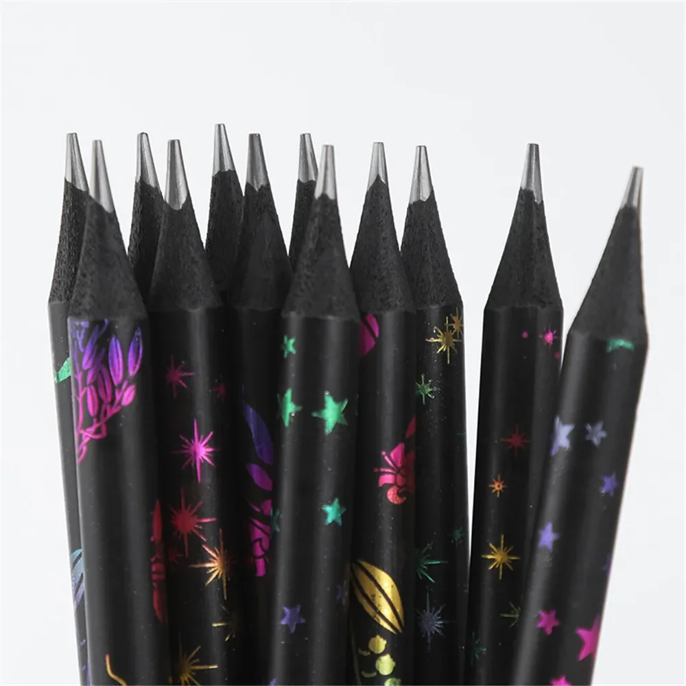 12pcs/set Wooden Painting Black Lead Pencils HB Painting Drawing Pencil Students Writing Pen Cute Stationery School School