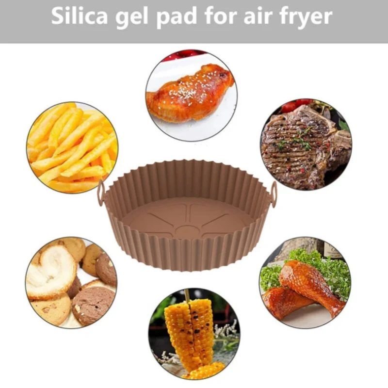 Description Picture 6 of itemSilicone Basket Pot Tray Airfryer Liner For Air Fryer Reusable Container Accessories Pan Baking Mold Protector Kitchen Gadgets
