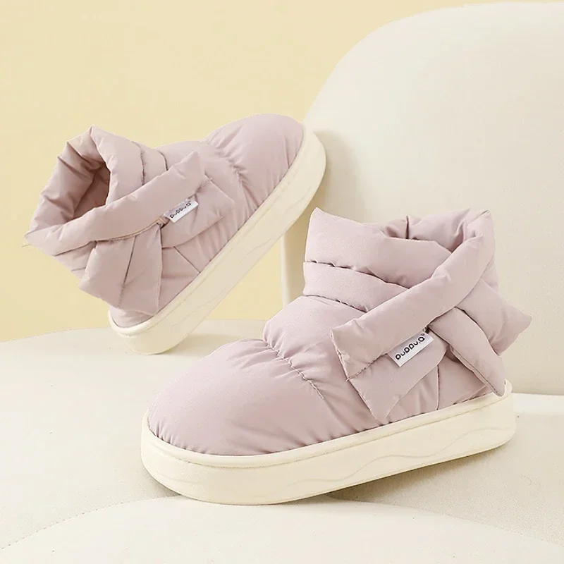 Platform Women Snow Boots Warm Thicken Plush Waterproof Boot for Couples 2023 Winter Non Slip Thick Bottom Cotton Shoes