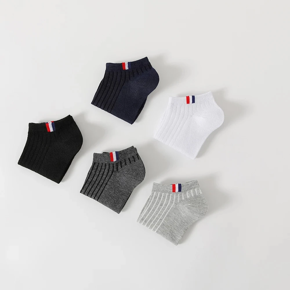 Boat Socks 5 Pairs Thin Summer Boat Socks Solid Color Men's Casual Socks Breathable Sweat Absorbing Invisible Men's Business Ankle boat socks