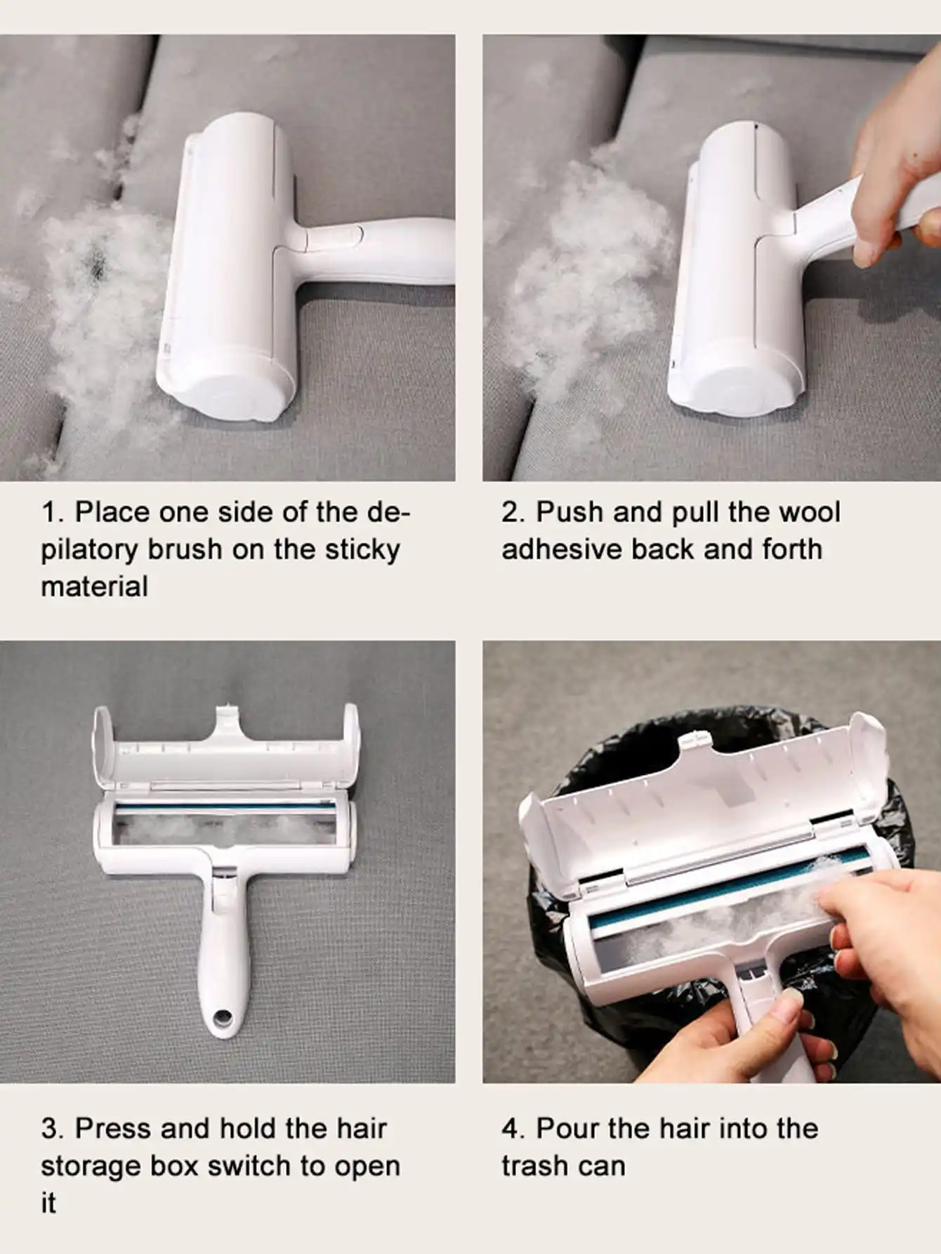 Pet Hair Roller Remover Lint Brush 2-Way Dog Cat Comb Tool