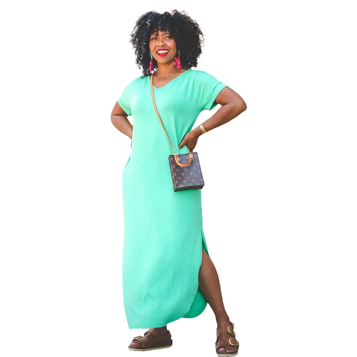 

African T Shirt Dress Women Short Sleeve V Neck Boubou Summer Fashion Solid Loose Casual Dashiki Long African Maxi Dress Robes