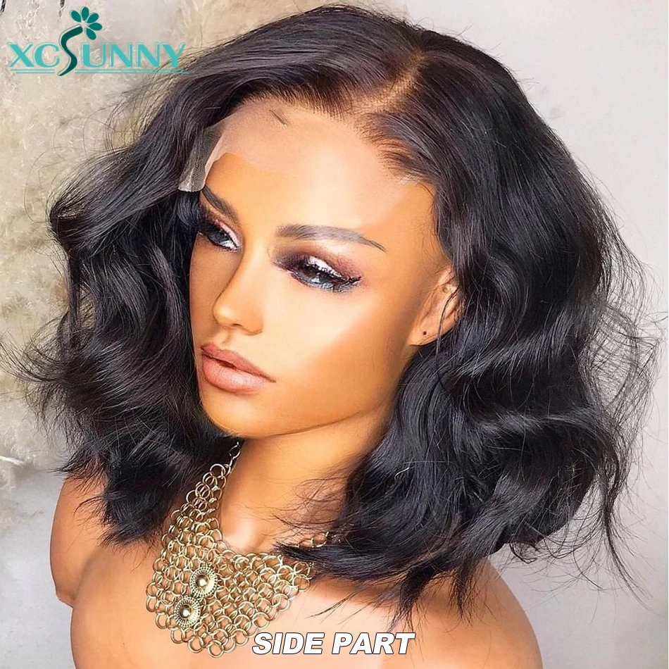 

Short Bob Human Hair Wigs Lace Front Loose Wave 13x6 HD Lace Frontal wig Pre Plucked Glueless For Women 180 Density