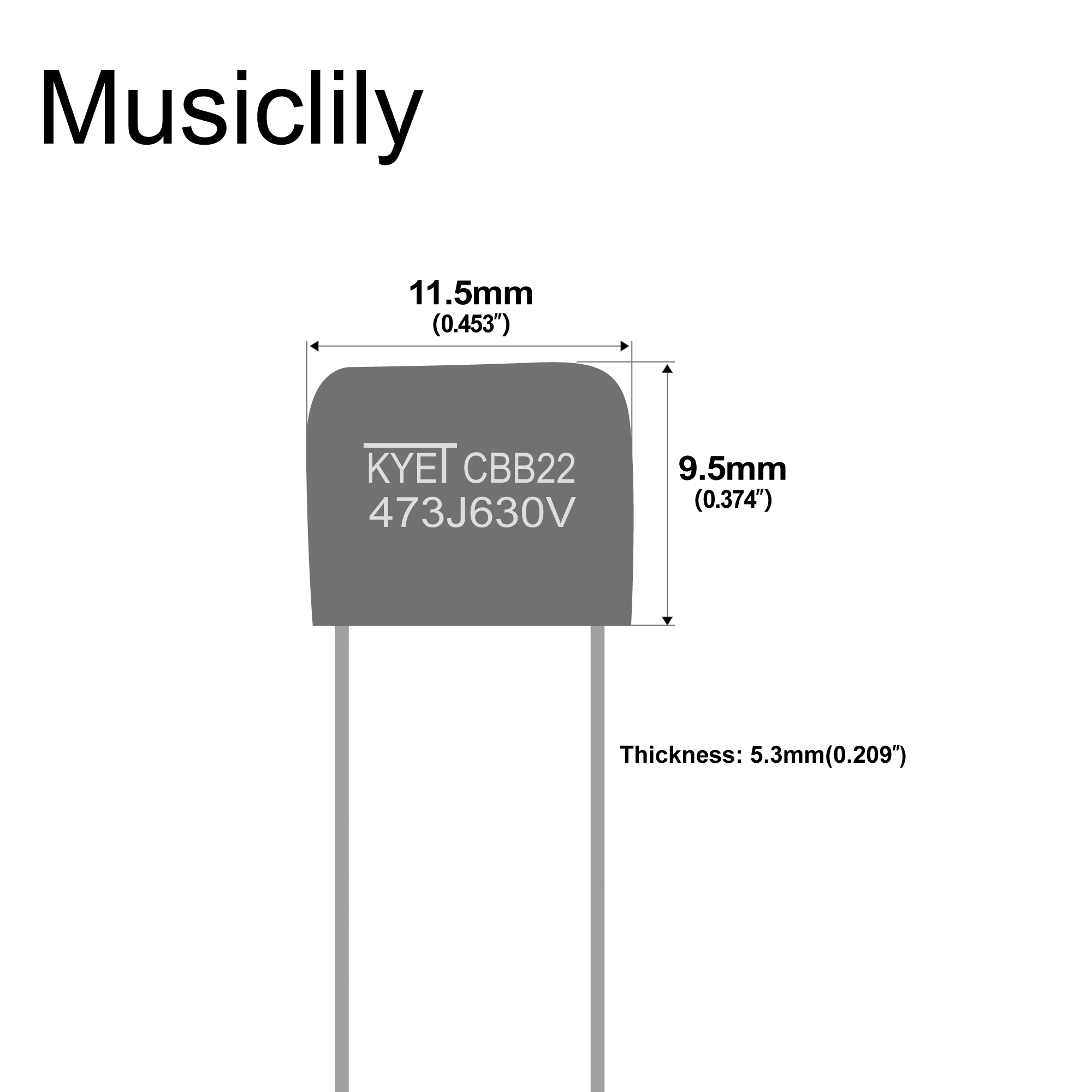 Musiclily Pro kleiner metallisierter Polypropylen-MPP-CBB21-Folienkondensator.022uf 250V/.047uf 400V 5% für E-Gitarre Bass – Detail 6