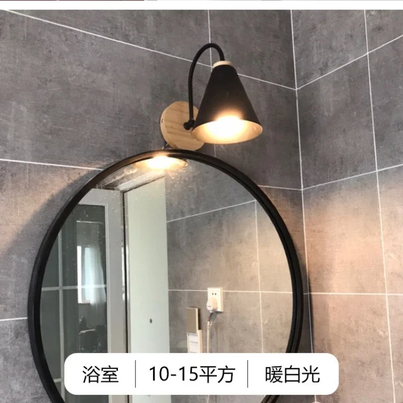 목재 LED 다리미 벽 램프 머리맡 벽 조명, 현대 북유럽 솔리드 침실 거실 통로 스콘스 조명, 고정장치 벽 장식 아트