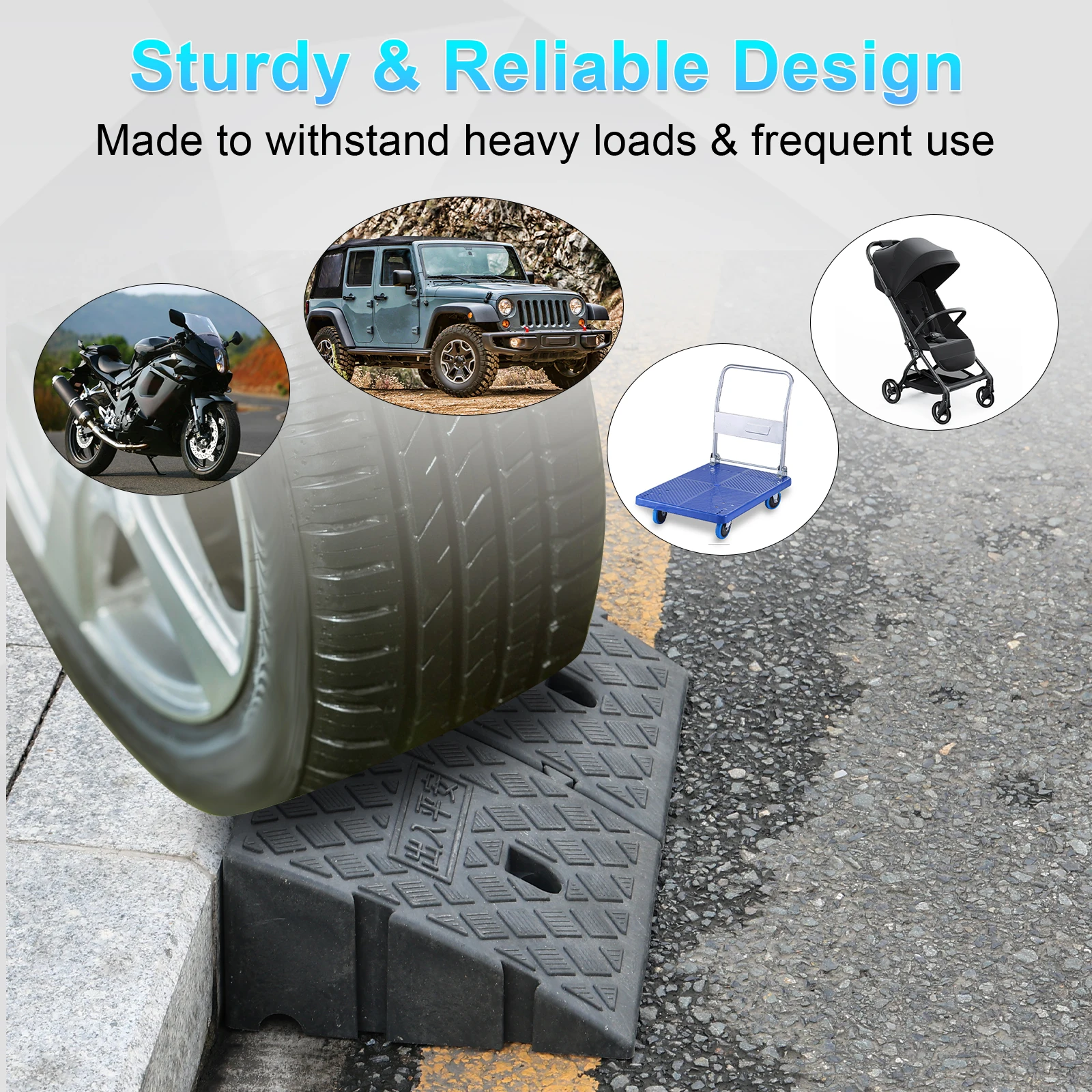 25*27*13CM Portable Lightweight Curb Ramps Heavy Duty Plastic Threshold Ramp Kit For Car Trailer Truck Bike Motorcycle