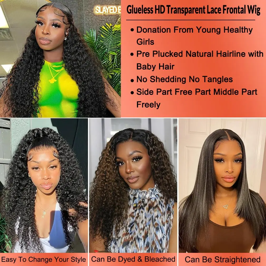 250% Density 13x6 Lace Front Wig Human Hair Jerry Curly Wig 100% Virgin Human Hair Wigs Pre Plucked with Baby Hair for Women