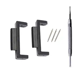 Stylish Watch Band Adapter with Tool and Spring Pins - Silver Adapter PAIR