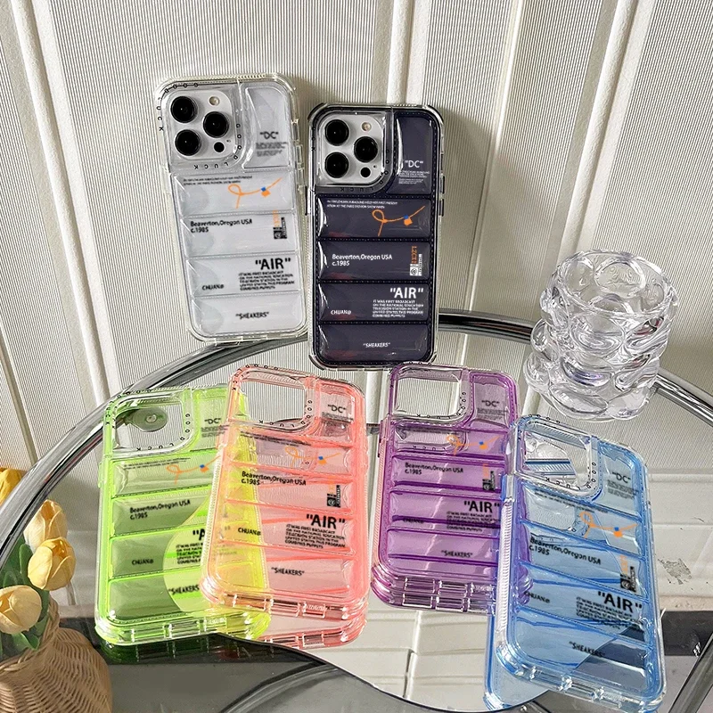 Hot Off Brand White Puffer Phone Case Clear Antiurto Corner Guard Case Per Iphone 15 14 13 12 11 Pro Max Con Custodia Colorata