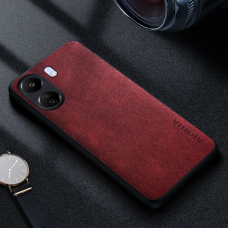 Premium Luxury Leather Phone Case - Retro Business Style Solid Color Cover
