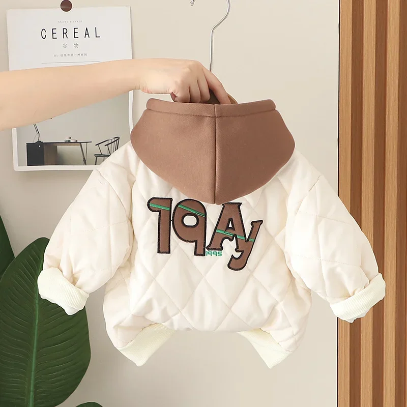 Kids Fashion Outerwear Boys Girls New Hooded Jacket Autumn Winter Children Warm Cotton Clothing Toddler Baby Overcoat 1-5 Years