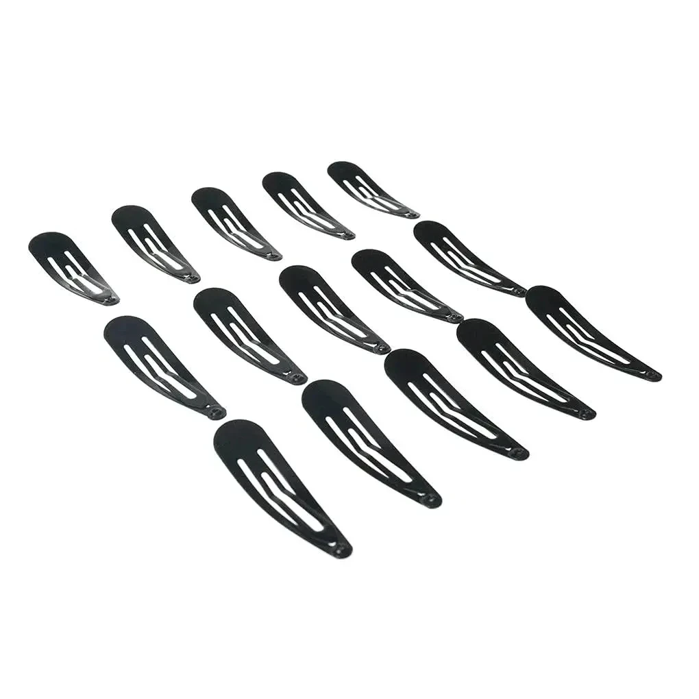 40-Pack Decorative Black Hair Clips - 2-Inch Metal Snap Barrettes