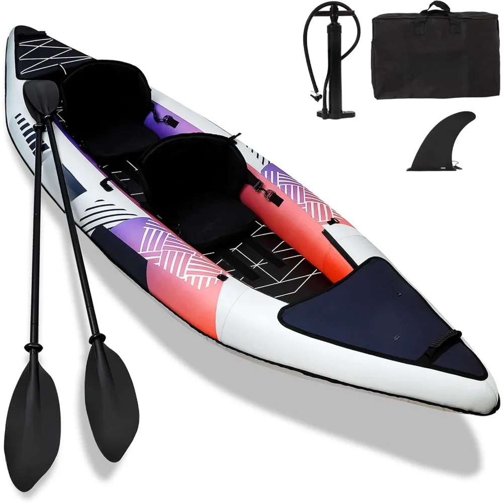 Inflatable Kayak, Accessories Kayak Seats with High Back Support, Paddle, Fin, Carry Bag and Hand Pump Inflatable Kayak