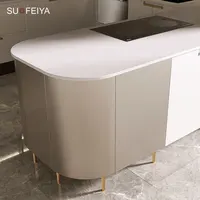 ชุดตู้ครัวทันสมัย SOFEYIA ผลิตจากโรงงานที่ฝอซาน เฟอร์นิเจอร์แบบครบวงจร รูปทรงตัวยู ไม่มีมือจับ วัสดุ PVC กระจก ก๊อกน้ำ บานพับ ลิ้นชัก ตะกร้า 6