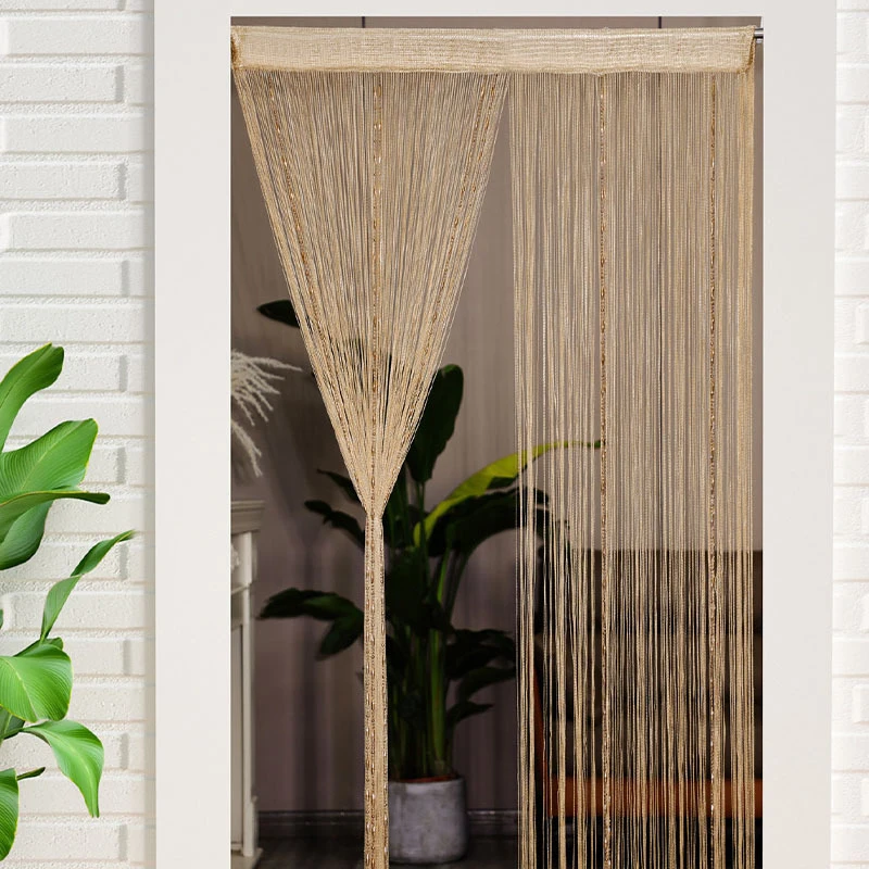

Home Room Decor Champagne Colored Door Curtain Window Curtain String Curtain Bead Decor Door Curtain Tassels Hanging Curtain
