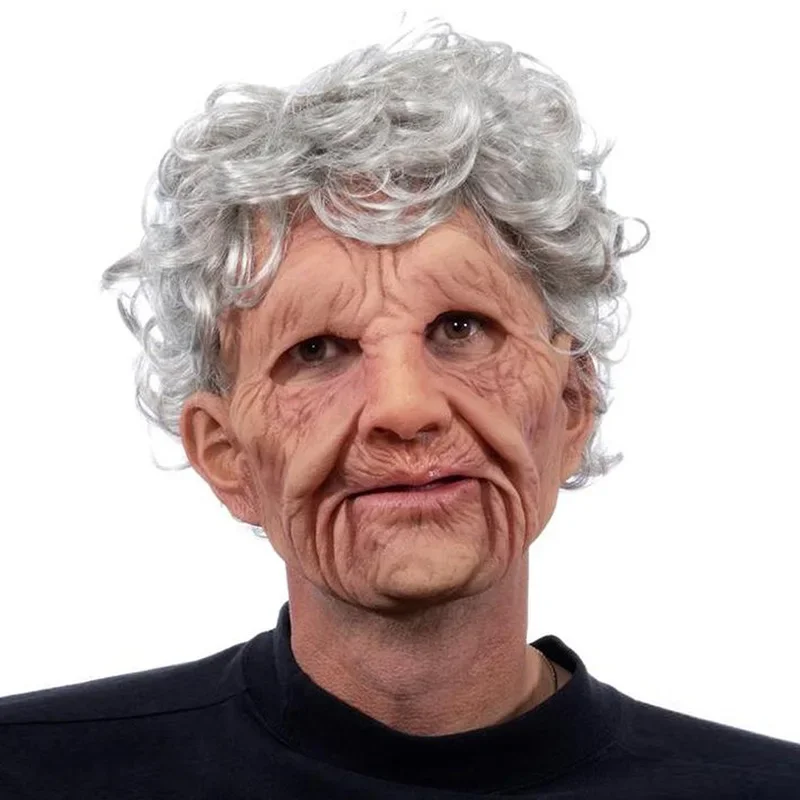 

Искусственная маска на Хэллоуин для пожилых женщин и мужчин, маска со складками для головы, дедушка/бабушка, искусственное лицо, Новые товары, реквизит для косплея
