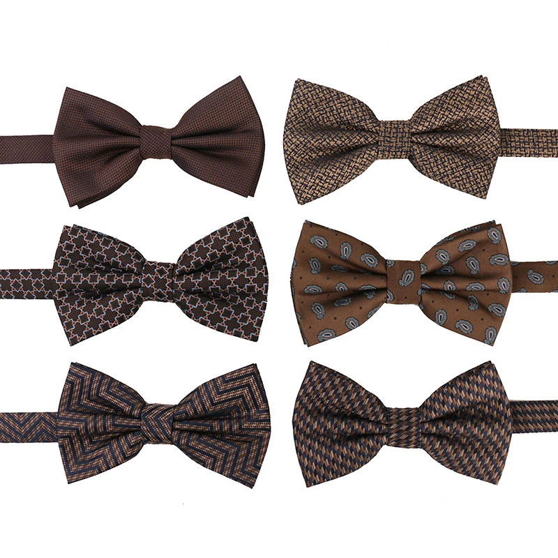 

Tailor Smith Brown Coffee Series Vintage Bowtie Men's Small Flower Polyester Business Bowtie Gift Men's suits Accessories