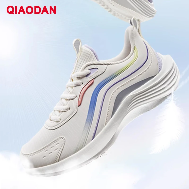 QIAODAN Lightweight Running Shoes for Women Winter Women's Casual Black Leather Waterproof Soft-soled Sneakers XM46210219
