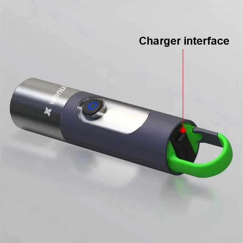 LED Flashlight Xiaomi Laser Zoom Multi-functional Long-range Lighting USB Rechargeable Outdoor Portable Camping Lamp With Hook
